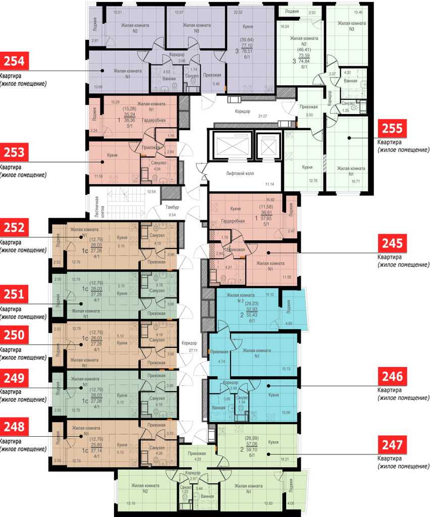 План этажей ЖК Цветной Бульвар Дом №2 Подъезд №2 Этаж №7